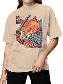 Samurai Cat Warrior Design Women's T-shirt