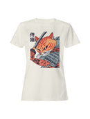 Samurai Cat Warrior Design Women's T-shirt