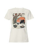 Red Panda with Bowls Under Blossoms Women's T-shirt