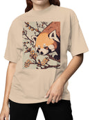 Red Panda and Blossoms Art Women's T-shirt