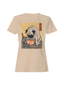 Pug Enjoying Ramen Art Print Women's T-shirt