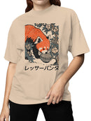 Red Panda Eating Noodles Art Women's T-shirt