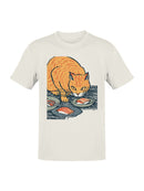 Curious Cat Enjoys Sushi Delight Men's T-shirt