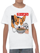 Corgi Ramen Delight Illustration Youth's T-shirt