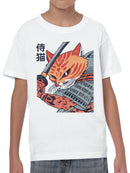 Samurai Cat Warrior Design Youth's T-shirt