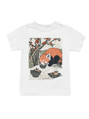 Red Panda with Bowls Under Blossoms Youth's T-shirt
