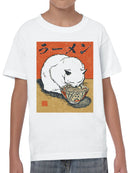 Black Cat Ramen Ukiyo-e Art Youth's T-shirt