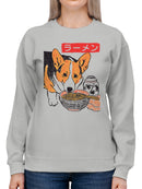 Corgi Ramen Delight Illustration Women's Sweatshirt