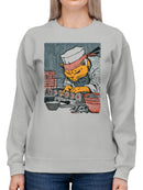 Sushi Chef Cat in Traditional Attire Women's Sweatshirt
