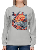 Samurai Cat Warrior Design Women's Sweatshirt