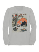 Red Panda with Bowls Under Blossoms Women's Sweatshirt