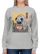 Pug Enjoying Ramen Art Print Women's Sweatshirt
