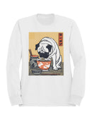 Pug Enjoying Ramen Art Print Women's Sweatshirt