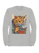 Ramen-Loving Cat in Ukiyo-e Style Women's Sweatshirt