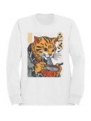 Ramen-Loving Cat in Ukiyo-e Style Women's Sweatshirt