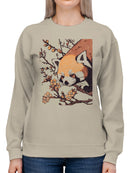 Red Panda and Blossoms Art Women's Sweatshirt