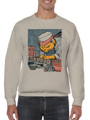 Sushi Chef Cat in Traditional Attire Men's Sweatshirt