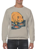 Curious Cat Enjoys Sushi Delight Men's Sweatshirt
