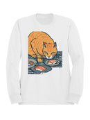 Curious Cat Enjoys Sushi Delight Men's Sweatshirt