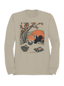 Red Panda with Bowls Under Blossoms Men's Sweatshirt