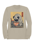 Pug Enjoying Ramen Art Print Men's Sweatshirt