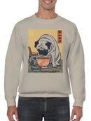 Pug Enjoying Ramen Art Print Men's Sweatshirt