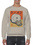 Black Cat Ramen Ukiyo-e Art Men's Sweatshirt
