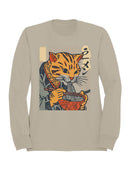 Ramen-Loving Cat in Ukiyo-e Style Men's Sweatshirt