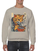 Ramen-Loving Cat in Ukiyo-e Style Men's Sweatshirt
