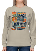 Vintage Route 66 Road Trip Art Women's Sweatshirt