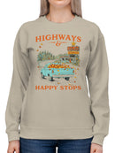 Highways & Happy Stops Autumn Scene Women's Sweatshirt