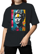 Vibrant Frida Kahlo Pop Art Portrait Women's T-shirt