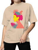 Vibrant Jungle Lady with Monkey Women's T-shirt