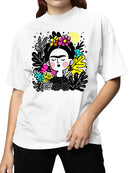 Vibrant Floral Art with Character Women's T-shirt