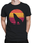Retro Sunset Howling Wolf Silhouette Men's T-shirt
