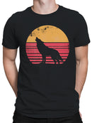 Retro Sunset Howling Wolf Men's T-shirt