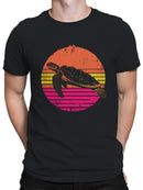 Retro Sunset Sea Turtle Design Men's T-shirt