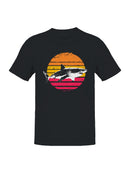 Retro Sunset Shark Design Men's T-shirt