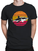 Retro Sunset Shark Design Men's T-shirt