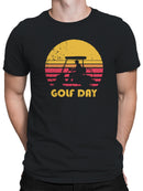 Retro Sunset Golf Cart Silhouette Men's T-shirt