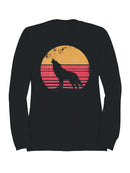 Retro Sunset Howling Wolf Men's Sweatshirt
