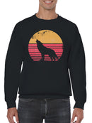 Retro Sunset Howling Wolf Men's Sweatshirt