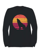 Retro Sunset Howling Wolf Silhouette Men's Sweatshirt
