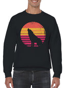 Retro Sunset Howling Wolf Silhouette Men's Sweatshirt