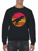 Retro Dinosaur Sunset Silhouette Men's Sweatshirt
