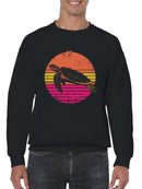 Retro Sunset Sea Turtle Design Men's Sweatshirt