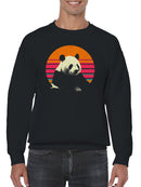 Retro Sunset Panda Design Men's Sweatshirt