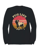 Retro Pug Life Sunset Graphic Men's Sweatshirt