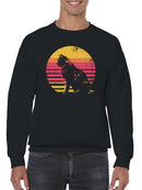 Retro Sunset Cat Silhouette Art Men's Sweatshirt