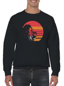 Retro Sunset Lion Silhouette Art Men's Sweatshirt